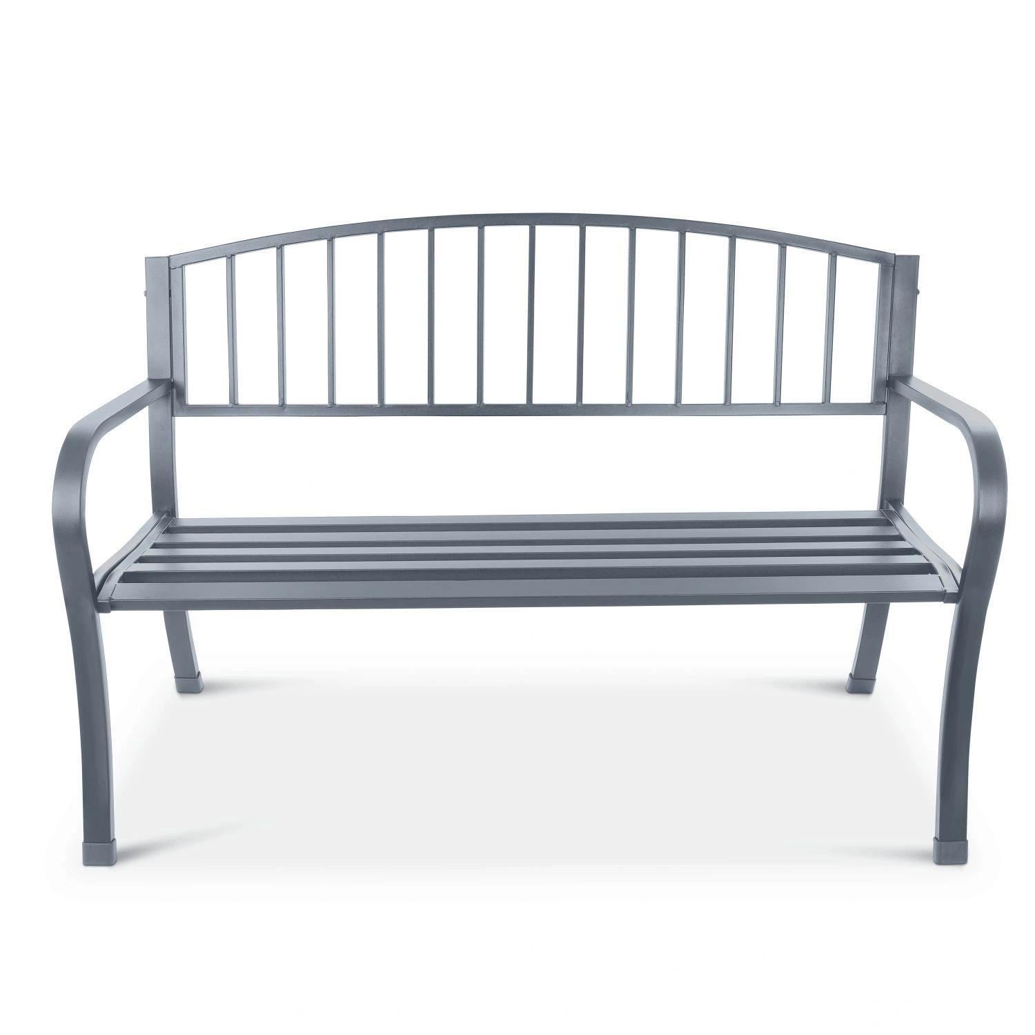 B2X Panca da giardino con schienale, panca da parco per terrazza e balcone, struttura in metallo  