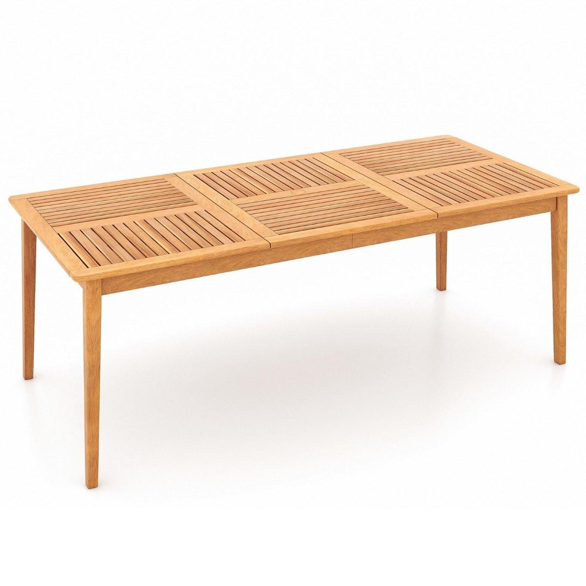 Northix Table de jardin en bois d'acacia 200 x 90 cm grande table de patio pour 8 personnes naturel  