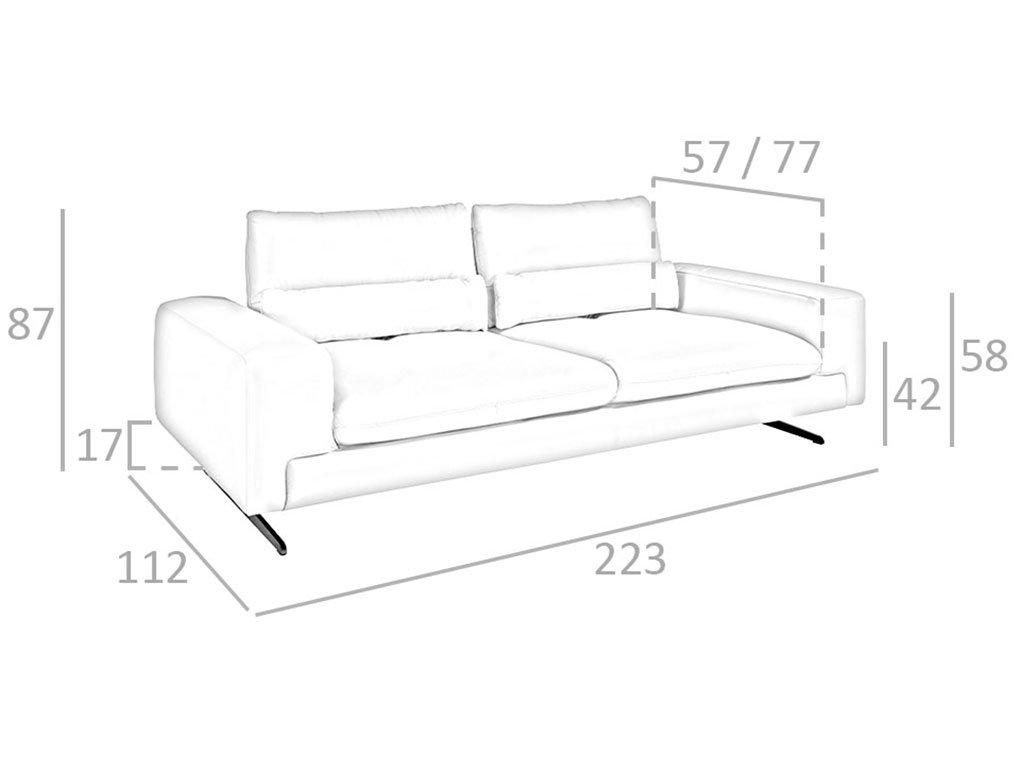 ANGEL CERDA 3-Sitzer-Sofa aus Leder und Stahl  