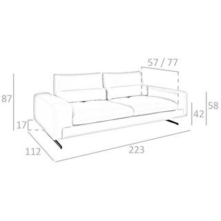 ANGEL CERDA 3-Sitzer-Sofa aus Leder und Stahl  