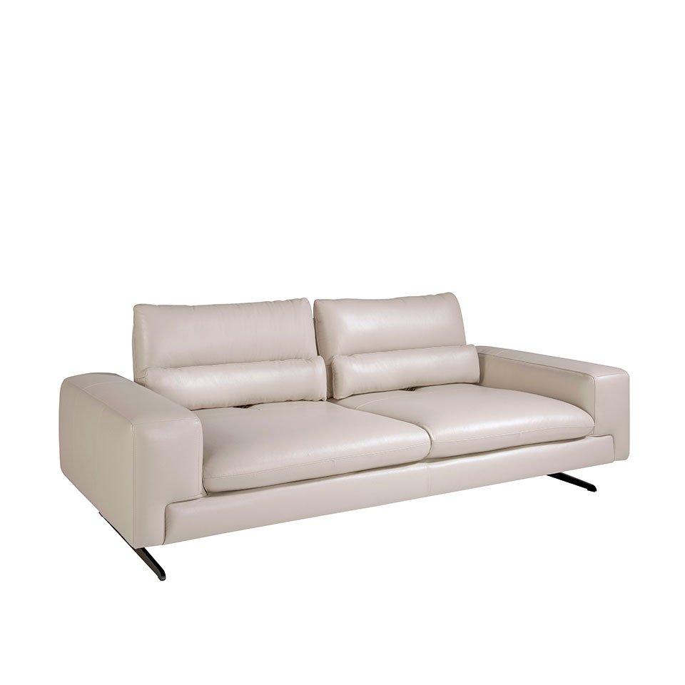 Image of 3-Sitzer-Sofa aus Leder und Stahl 3-Sitzer-Sofa aus Leder und Stahl