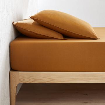 Drap housse uni coton lavé bonnet 30cm