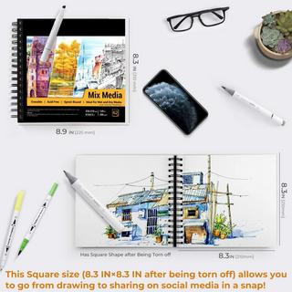 Ohuhu Carnet de croquis Mix Media 62 feuilles  