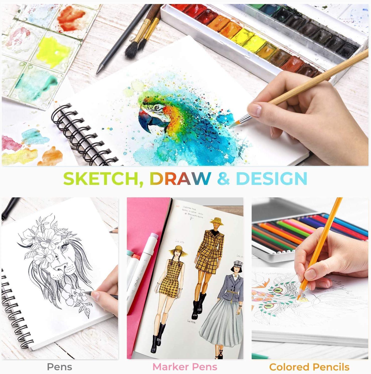 Ohuhu Carnet de croquis Mix Media 62 feuilles  