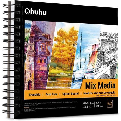 Ohuhu Carnet de croquis Mix Media 62 feuilles  