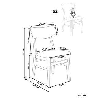 Beliani Set di 2 sedie da pranzo en Legno di caucciù Classico ANOKA  