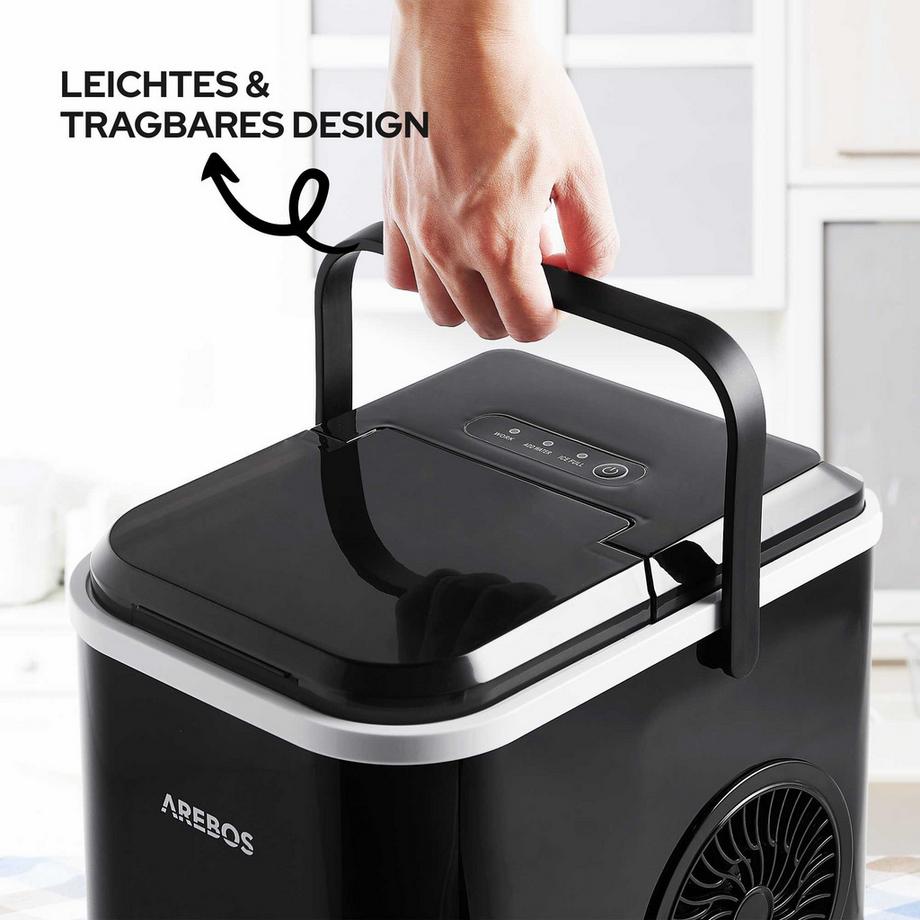 Arebos Macchina per cubetti ghiaccio 1,1L Fabbricatore cubetti ghiaccio 12 kg  