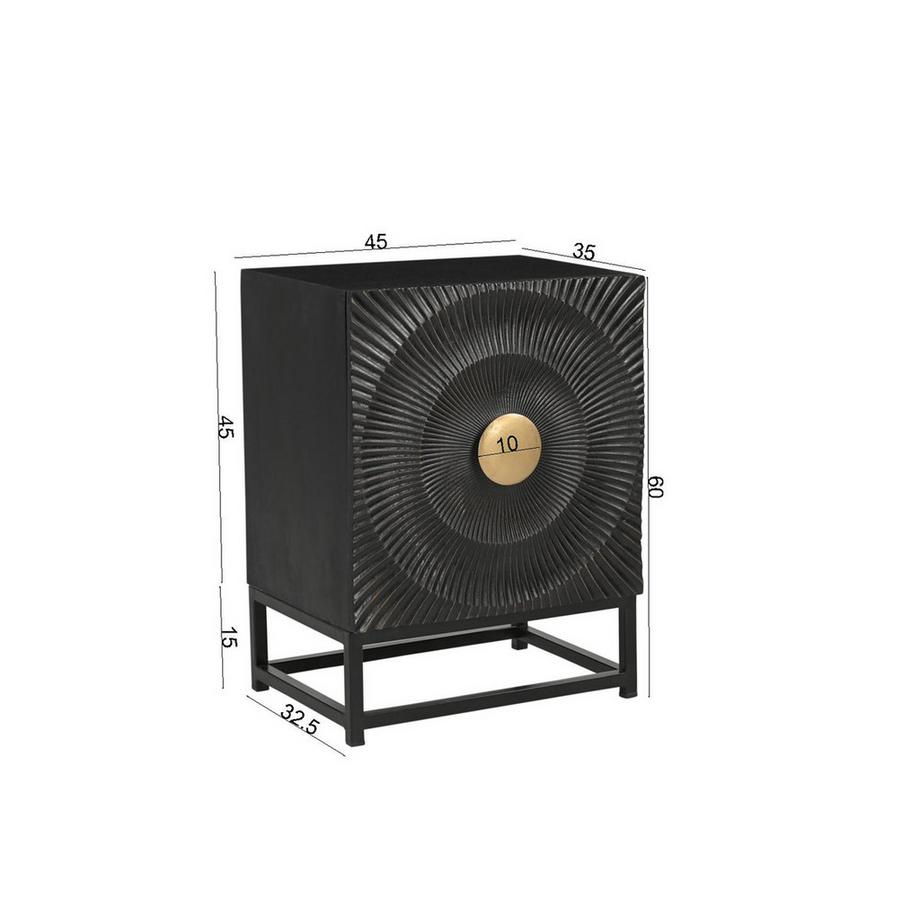 mutoni Table de nuit Onyx noir 45x60  