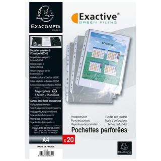 Exacompta Blister da 20 buste forate Exactive polipropilene liscio 55 micron - A4 - x 5  