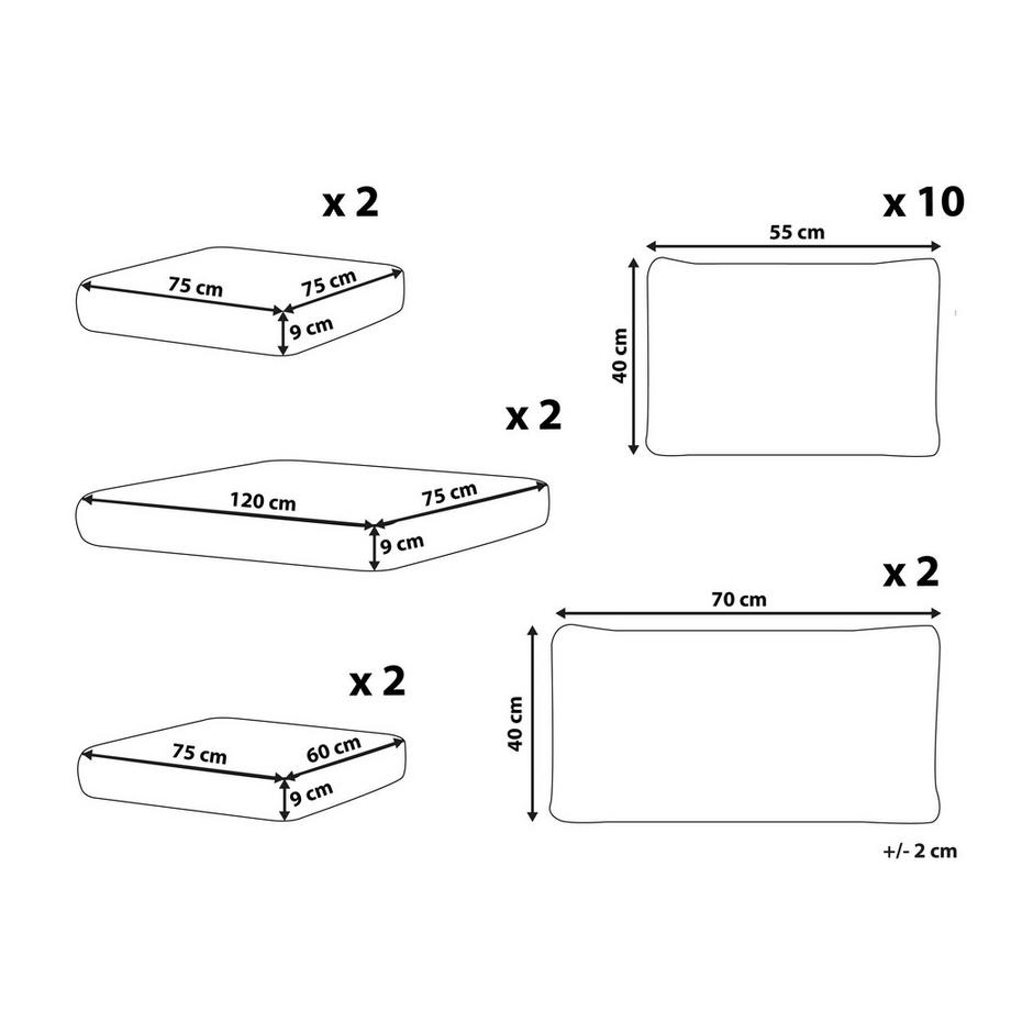 Beliani Outdoor Kissenbezug Set aus Polyester Klassisch MAESTRO II  