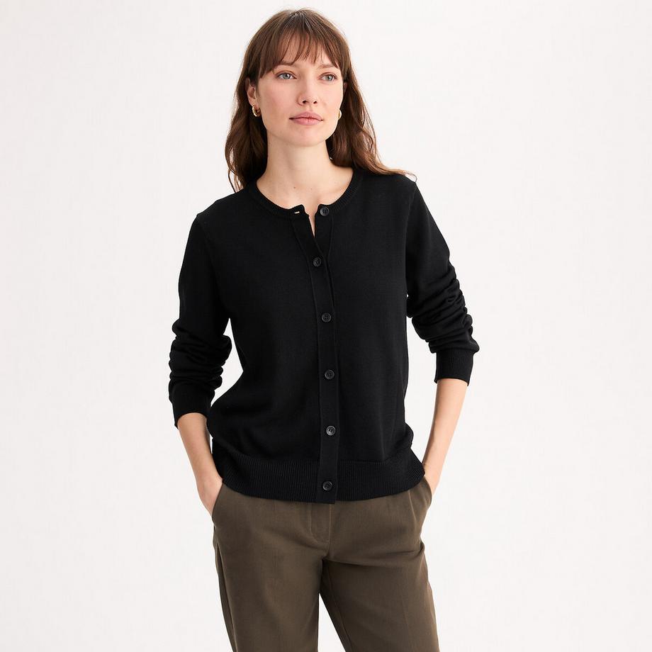 Strickjacke mit Rundhalsausschnitt aus Feinstrick