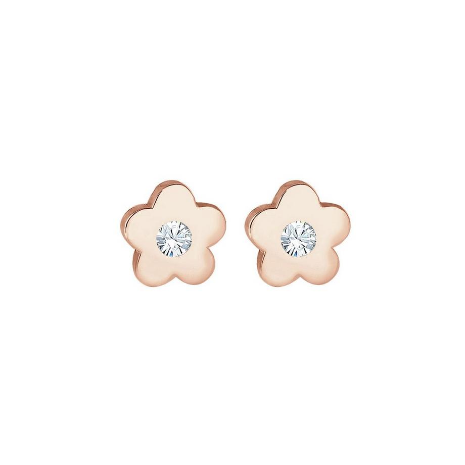 Elli  Boucles d'Oreilles Enfants Clous D'oreilles Fleur Symbole Avec Cristal Rose 