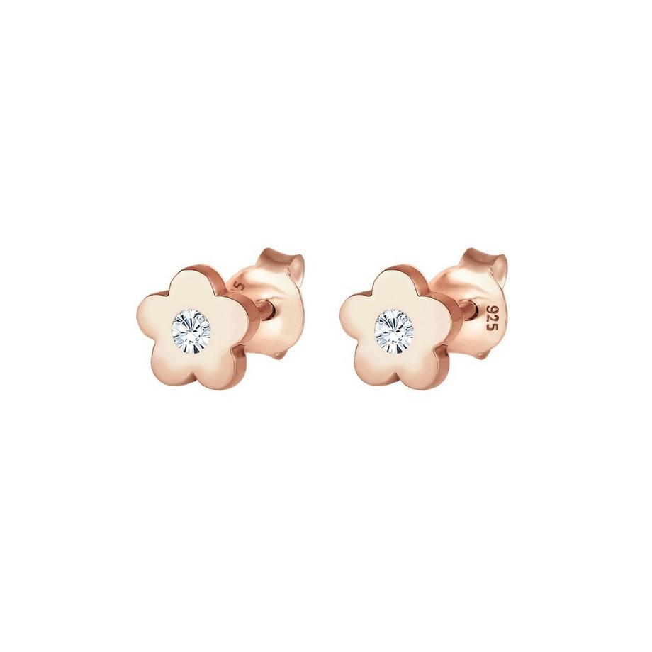 Elli  Boucles d'Oreilles Enfants Clous D'oreilles Fleur Symbole Avec Cristal Rose 