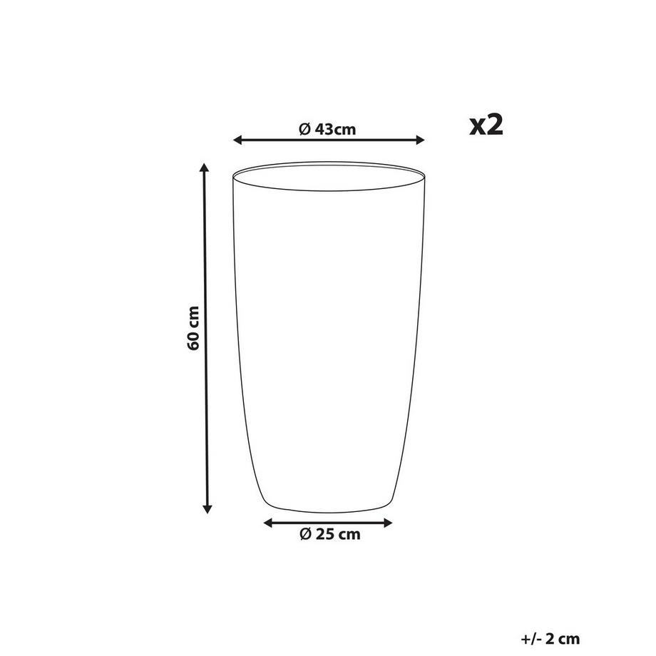 Beliani Set di 2 vasi per piante en Fibra d'argilla Classico CAMIA  