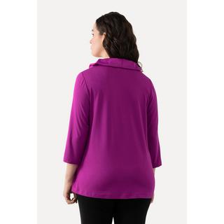 Ulla Popken  Shirt, Taft-Kragen, Classic, V-Ausschnitt, 3/4-Arm 