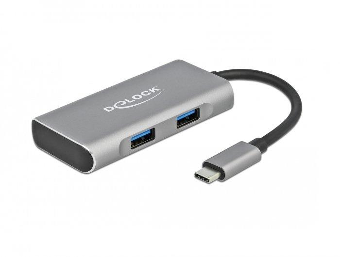 DeLock  Hub esterno USB 10 Gbps USB Type-C con 2 x USB Tipo-A e 2 x USB Type-C. 