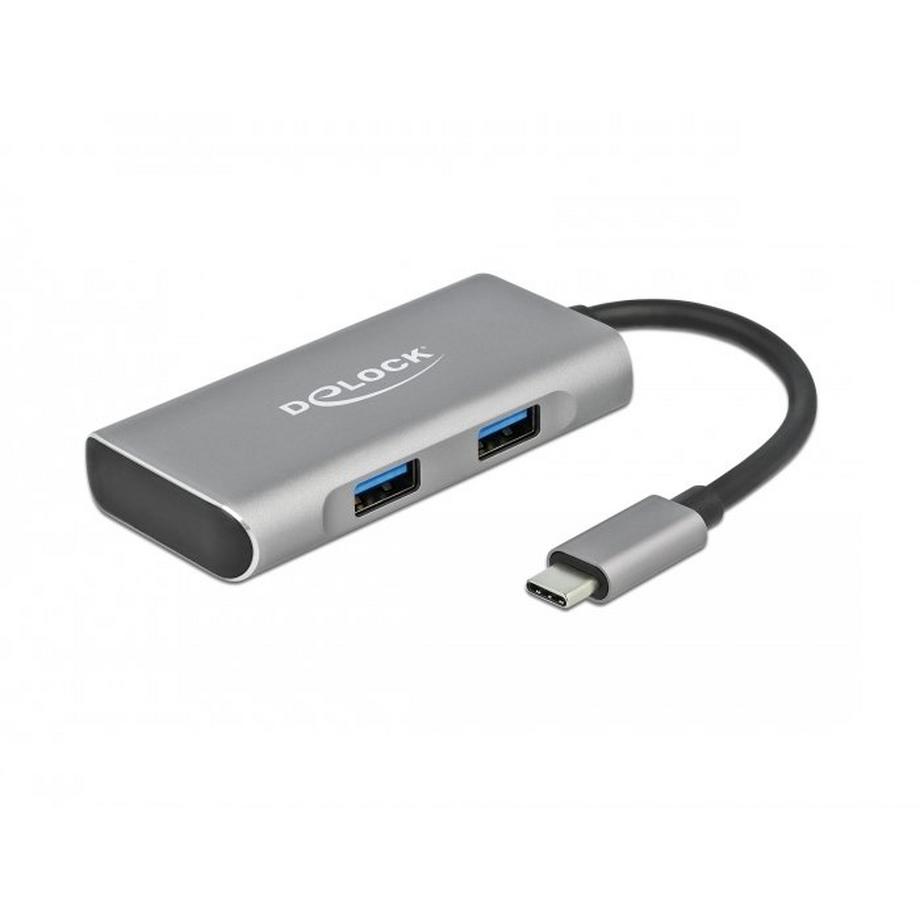 DeLock  63260 Schnittstellen-Hub USB 3.2 Gen 2 (3.1 Gen 2) Type-C 10000 Mbit/s Grau 
