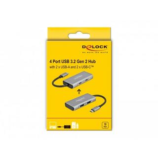 DeLock  63260 hub & concentrateur USB 3.2 Gen 2 (3.1 Gen 2) Type-C 10000 Mbit/s Gris 