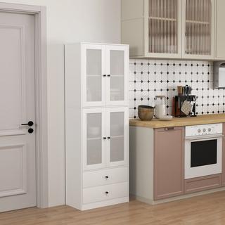 Northio Küchenschrank, Hochschrank mit Schublade, verstellbaren Einlegeböden, Küchenbuffet mit 2 Schrankfächer für Wohnzimmer, Esszimmer, 59 x 30 x 170 cm, Weiß Aosom  