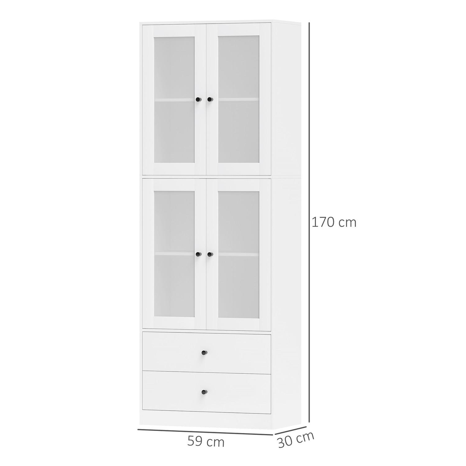 Northio Küchenschrank, Hochschrank mit Schublade, verstellbaren Einlegeböden, Küchenbuffet mit 2 Schrankfächer für Wohnzimmer, Esszimmer, 59 x 30 x 170 cm, Weiß Aosom  