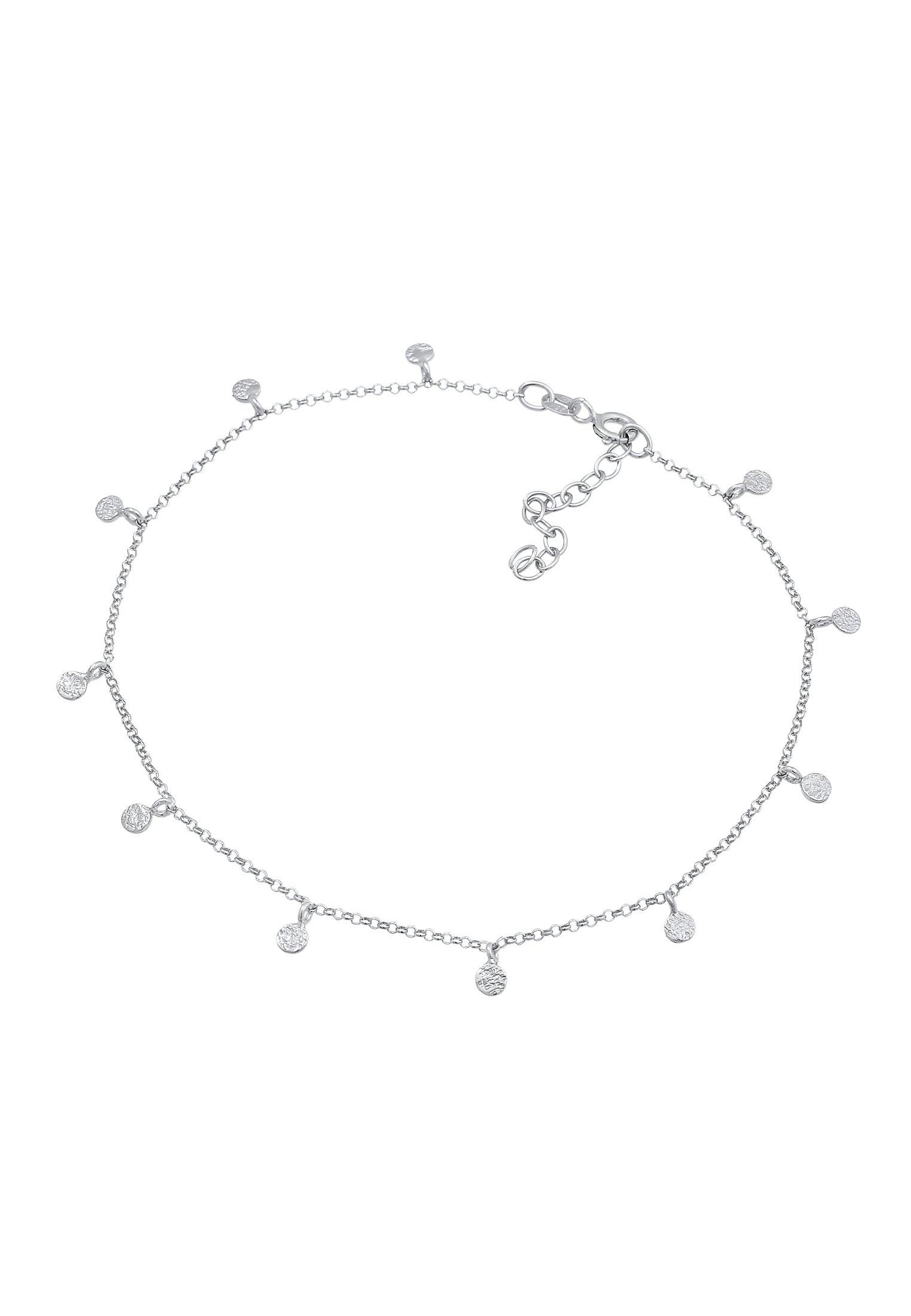 Elli  Fußschmuck Plättchen Organic Look 925 Silber 