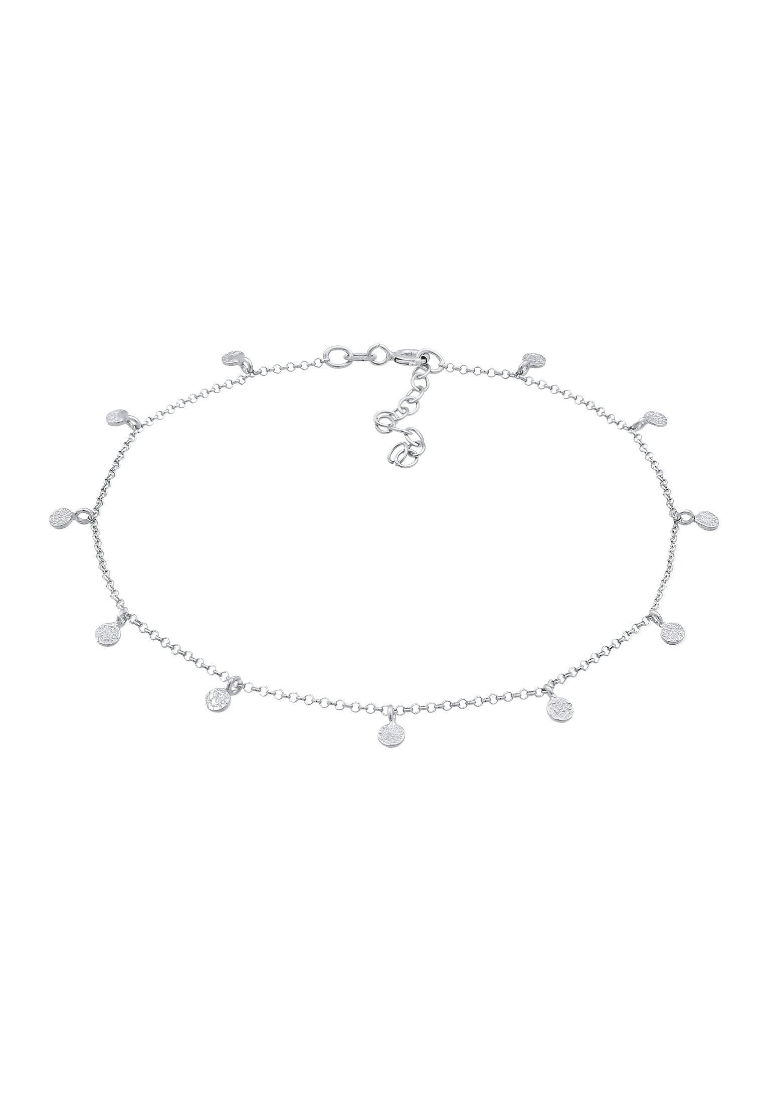 Image of Fußschmuck Plättchen Organic Look 925 Silber Unisex Silber 22cm