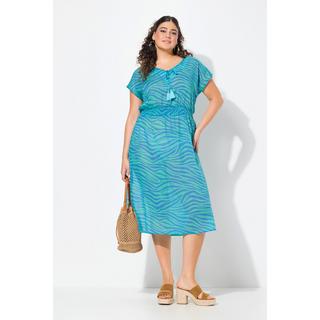 Ulla Popken Abito Midi Stampa Zebrata Linea A Senza Maniche Scollo a V  