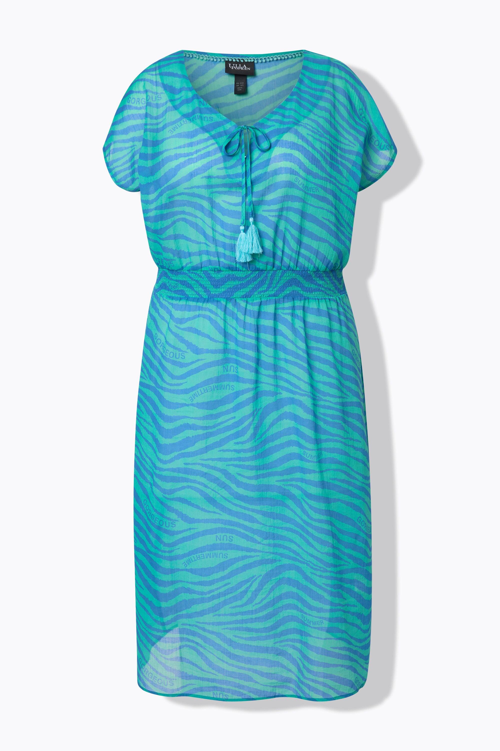 Ulla Popken Abito Midi Stampa Zebrata Linea A Senza Maniche Scollo a V  