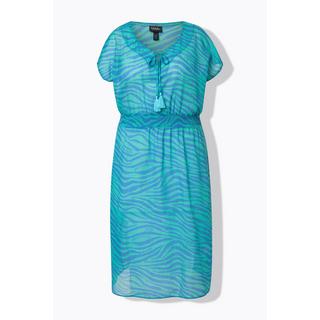 Ulla Popken Abito Midi Stampa Zebrata Linea A Senza Maniche Scollo a V  