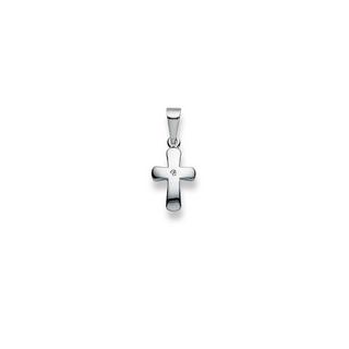MUAU Schmuck  Pendentif croix en or blanc 750 diamant 0.01.00ct. 20x9mm 