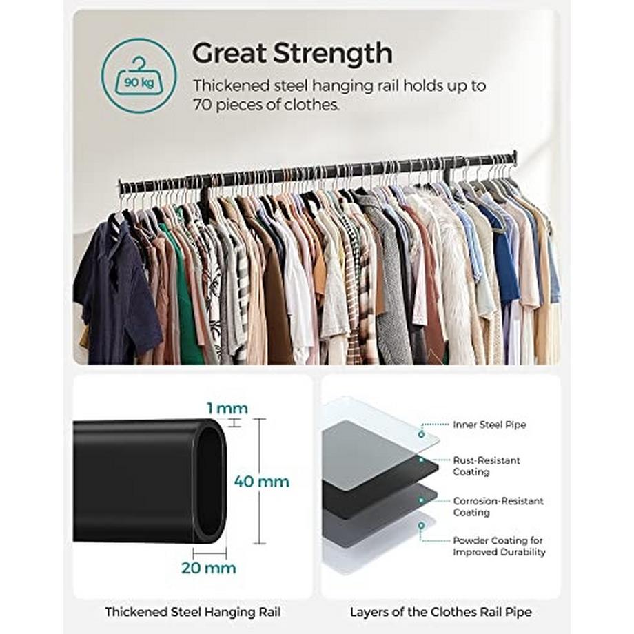 Pricenet Appendiabiti estensibile per carichi pesanti con ruote bloccabili  