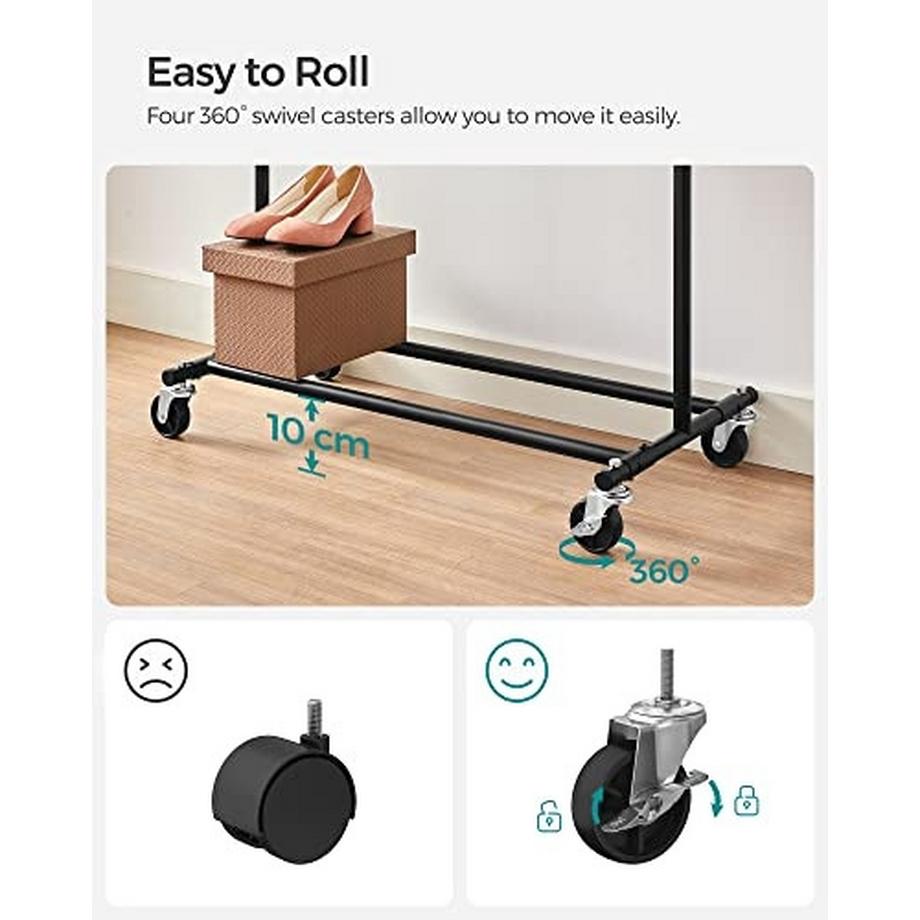 Pricenet Appendiabiti estensibile per carichi pesanti con ruote bloccabili  