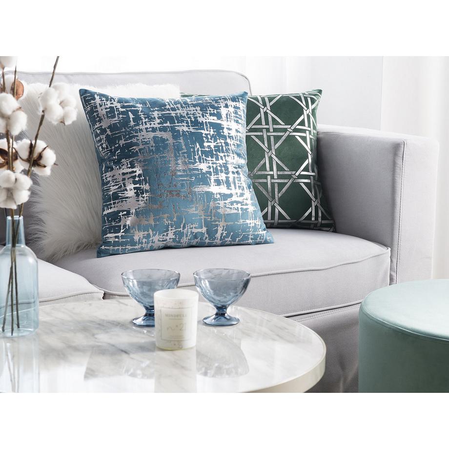 Beliani Dekokissen 2er Set aus Samtstoff Modern GARDENIA  