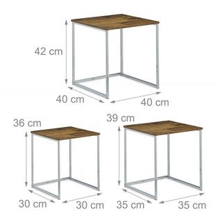 B2X Table d'appoint en lot de 3 avec pieds en métal  