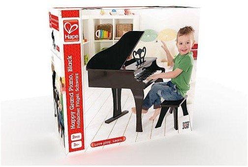 Hape  E0320 Fröhlicher Flügel, Kinderinstrument, Spielzeugklavier, schwarz, ab 3 Jahre 