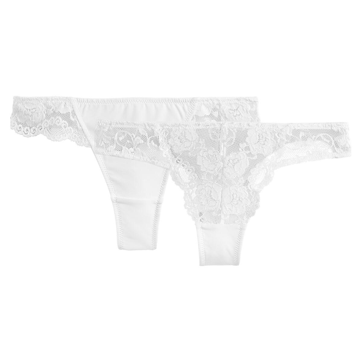 La Redoute Collections  Lot de 2 tangas en dentelle et microfibre Anthea 