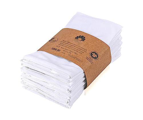 Alopini 12 serviettes de table agréablement douces blanches I 100% coton biologique durable  