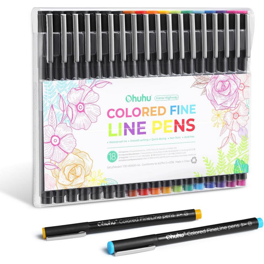 Ohuhu  Feinliner-Zeichenstifte - 18 Farben 