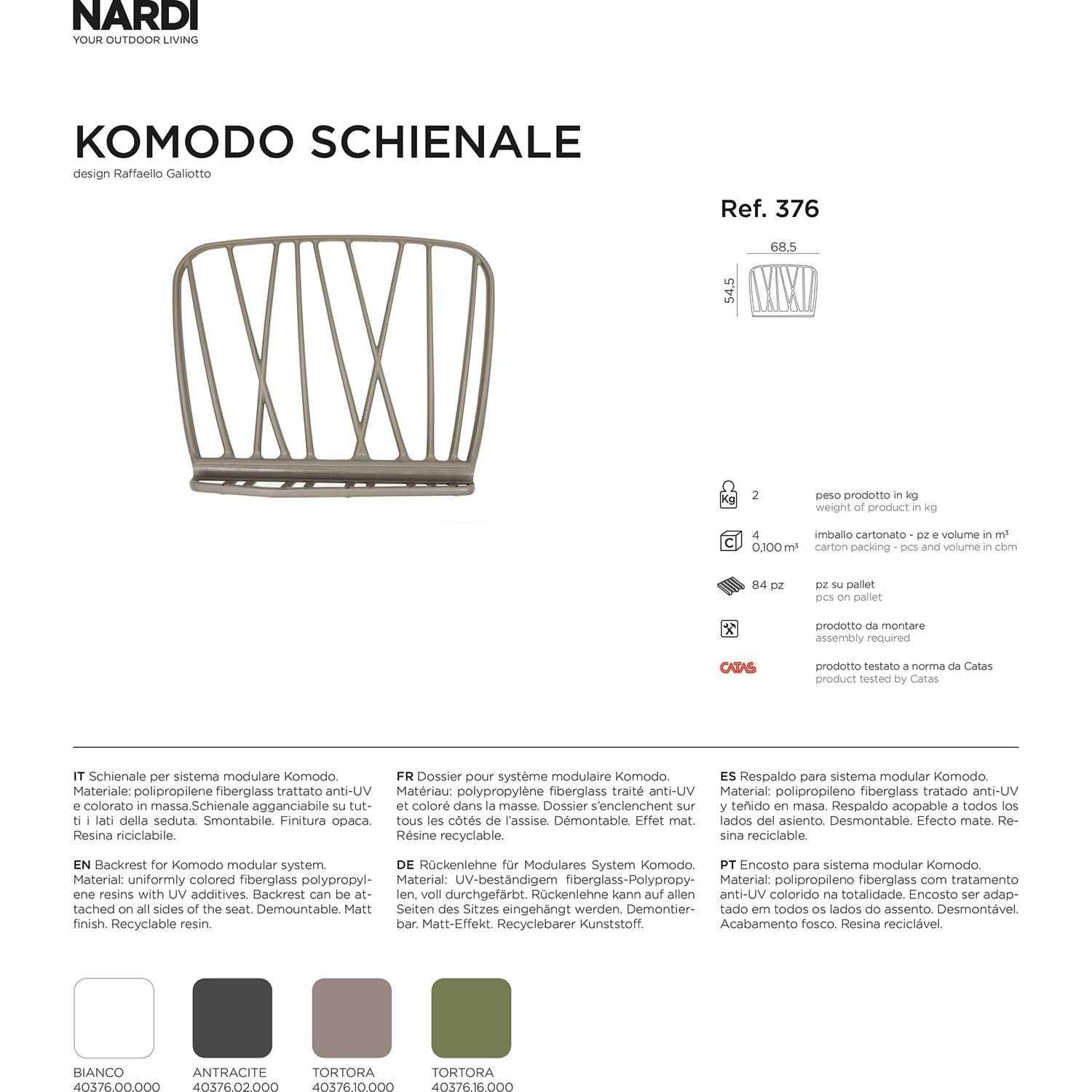 NARDI outdoor Salon de jardin komodo dossier agave  