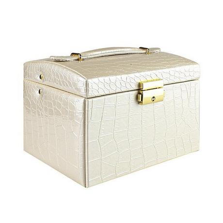 eStore  Schmuckschatulle, Krokodil-Muster - Beige 
