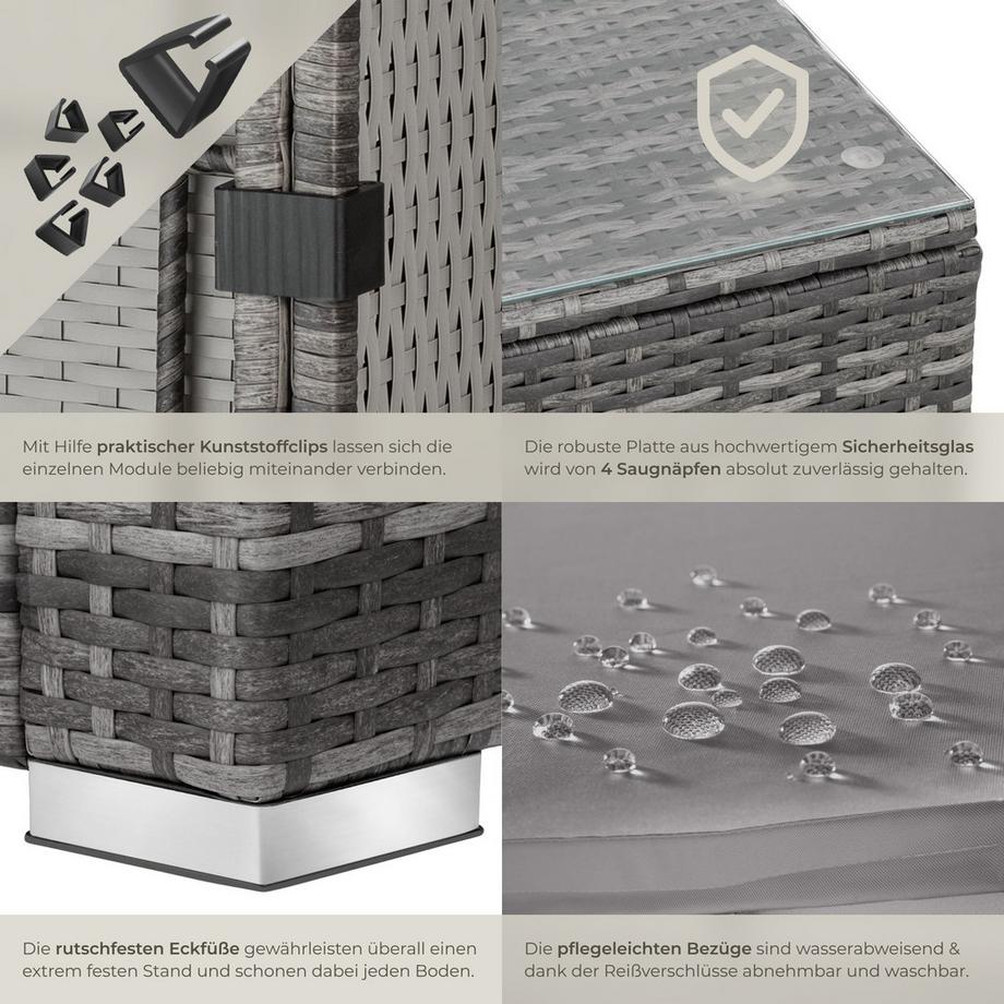 Tectake Salon en rotin LIGNANO pour 4 à 5 personnes  