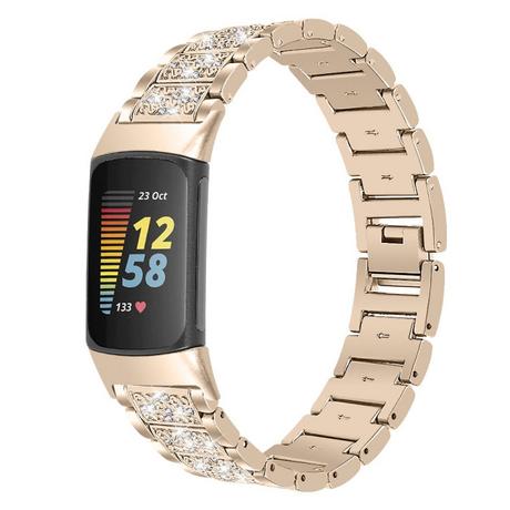 Cover-Discount  Fitbit Charge 5 - Acier Inoxydable Avec Bracelet En Strass 