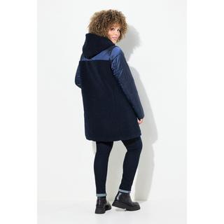 Ulla Popken  Veste à capuche, tissu matelassé/polaire bouclée, poches zippées 