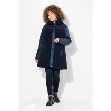 Veste à capuche, tissu matelassé/polaire bouclée, poches zippées