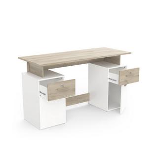 Calicosy Scrivania con base a due colonne L134,8 cm - Effetto legno e bianco  