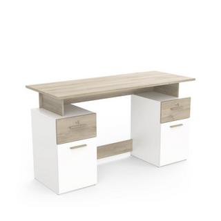 Calicosy Scrivania con base a due colonne L134,8 cm - Effetto legno e bianco  