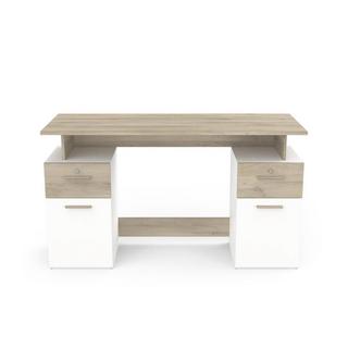 Calicosy Scrivania con base a due colonne L134,8 cm - Effetto legno e bianco  