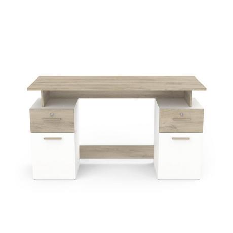 Calicosy Scrivania con base a due colonne L134,8 cm - Effetto legno e bianco  