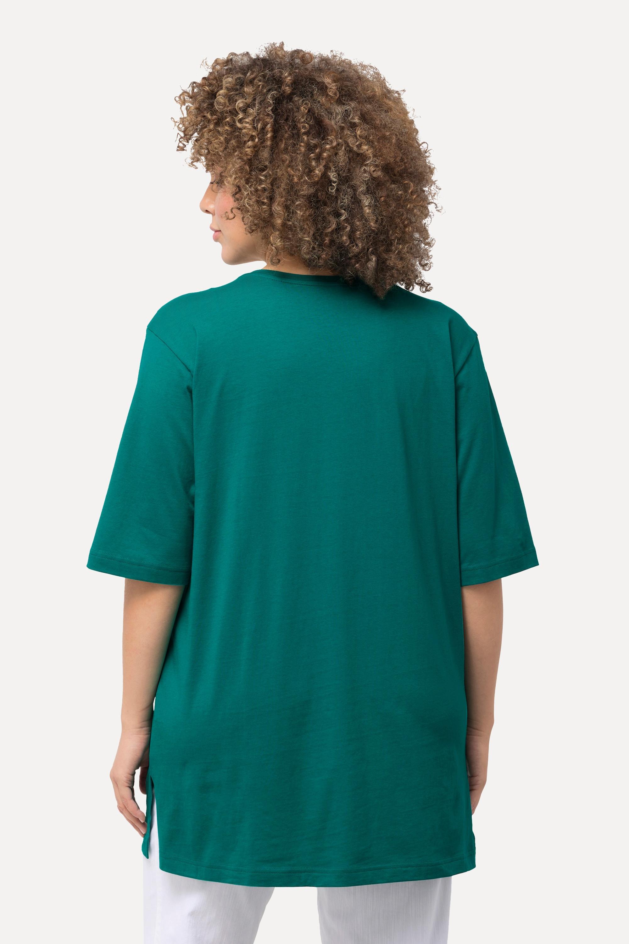 Ulla Popken  T-shirt dalle linee morbide con scollo a V e mezze maniche 