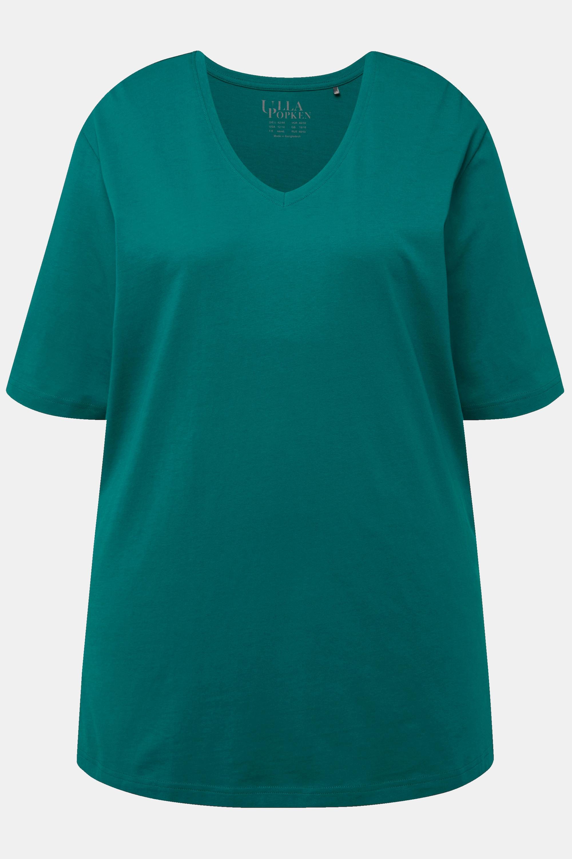 Ulla Popken  T-shirt dalle linee morbide con scollo a V e mezze maniche 